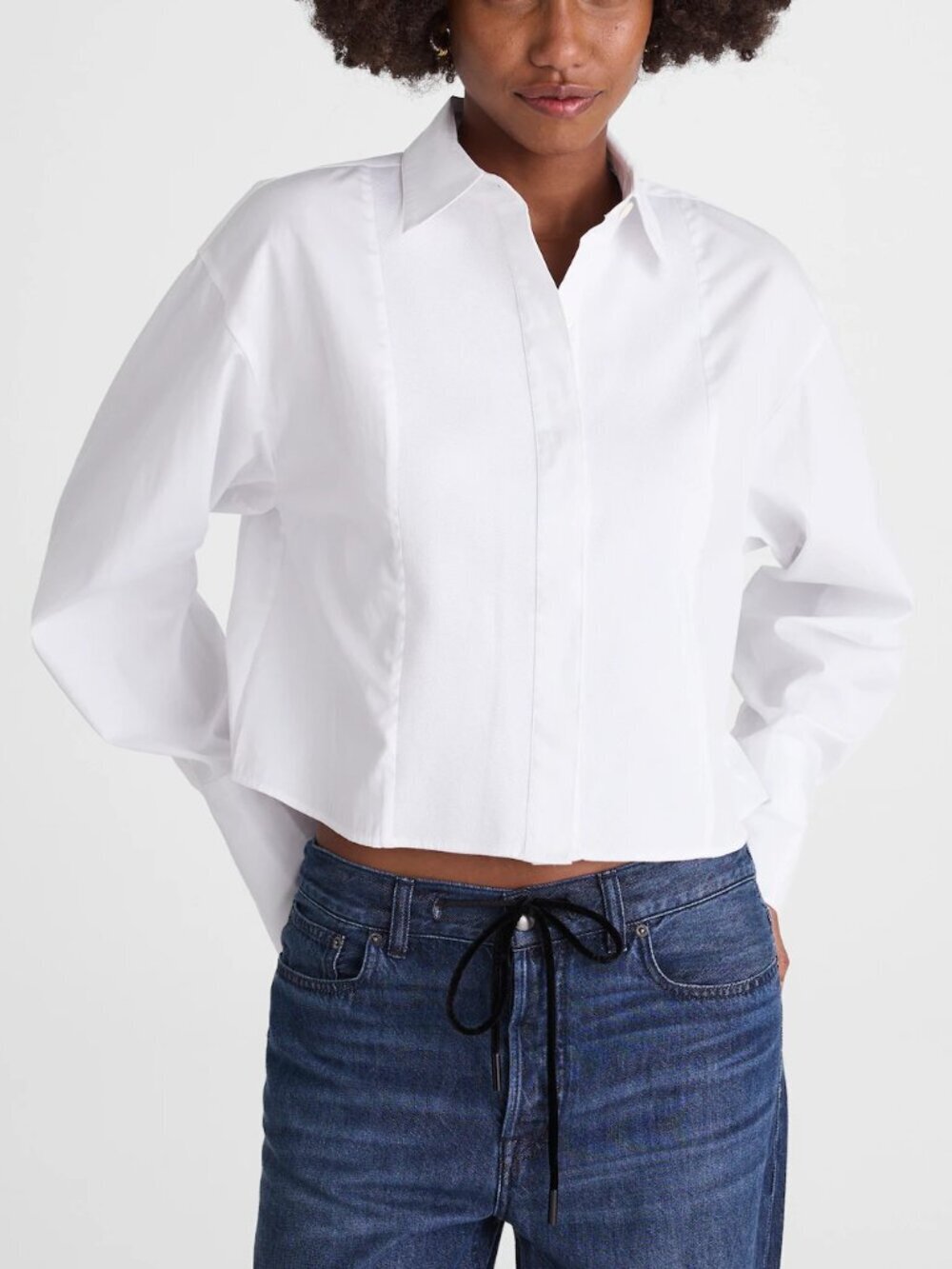 Madewell Straight-Hem Cotton Poplin Boxy Fit Button Up Shirt White Size XL NWT